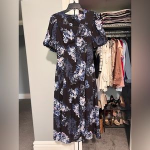 French connection navy blue dress with flowers and buttons